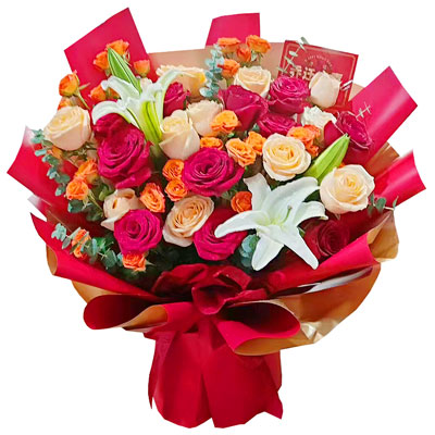 自贡19朵玫瑰百合，爱情永不凋零