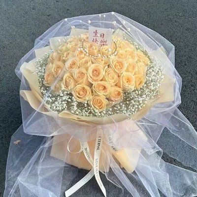 自贡52朵香槟玫瑰满天星，你就是我的全部
