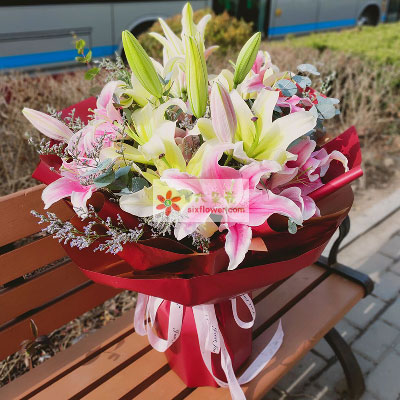自贡8支多头百合,万事如意喜上加喜